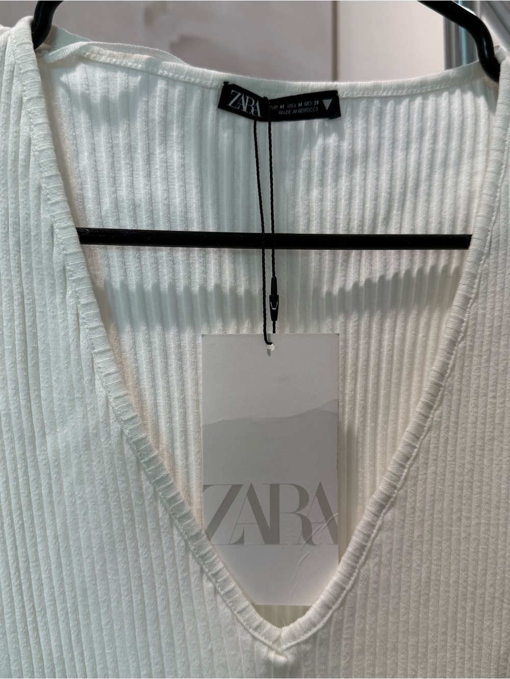 ZARA Cream Ribbed One-Piece with Flutter Ruffle Sleeves - Picture 3 of 5